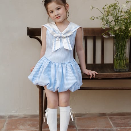 [予約] aqua marine school-look dress