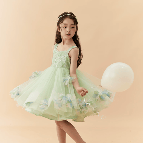 [予約] Mint Blossom Beaded Dress(+Wings)