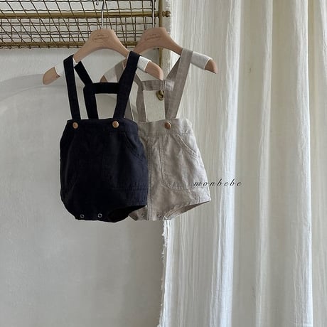 [予約] Linen suspender shorts / Monbebe