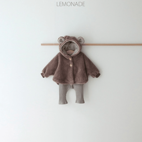 [即納] Bear fleece cloak cardigan(one size)/Lemonade
