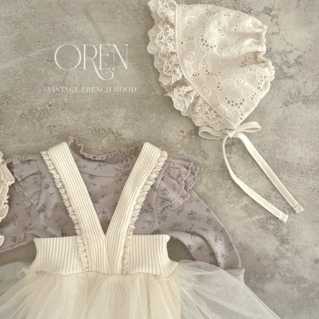 [即納] jemma cardigan + tutu leggings set / OREN by Hibyebebe （cream, purple S _ size のみ）
