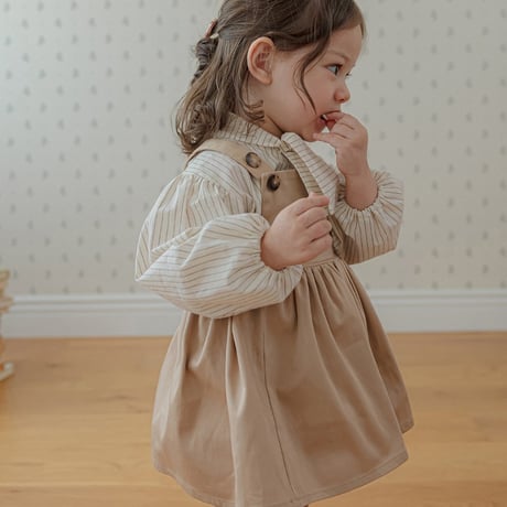 [即納] Windsorin Suspender Dress_Beige /Little Tini (S_sizeのみ)