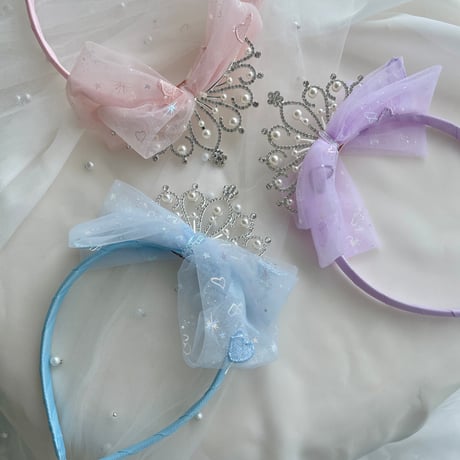 [予約] pearl crown ribbon hairband