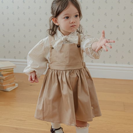 [即納] Windsorin Suspender Dress_Beige /Little Tini (S_sizeのみ)