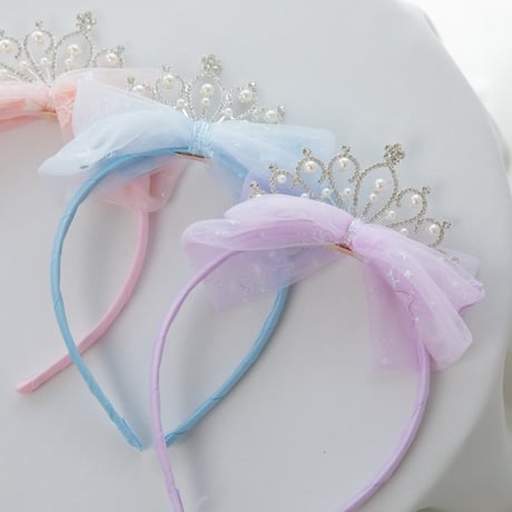 [予約] pearl crown ribbon hairband