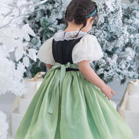 [予約] Princess nordic frill green dress