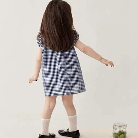 [予約] Navy Gingham petite Dress