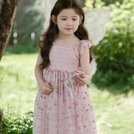 [予約] pink fly tutu dress + Angel wings SET