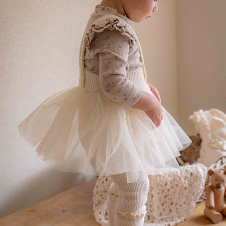 [即納] jemma cardigan + tutu leggings set / OREN by Hibyebebe （cream, purple S _ size のみ）