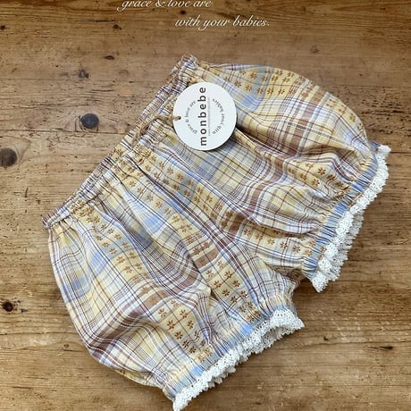 [予約] Check Peony Balloon Shorts/ Monbebe