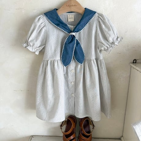 [予約] Pure Tie ST Dress (Kids) / OREN by Hibyebebe
