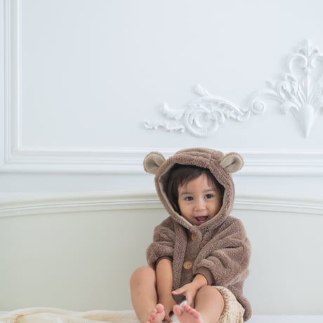 [即納] Bear fleece cloak cardigan(one size)/Lemonade