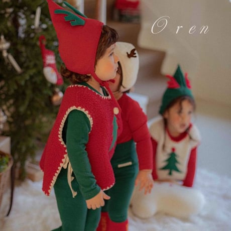 [即納] Tree Boa Melo Vest bebe / OREN by Hibyebebe (red L_のみ)