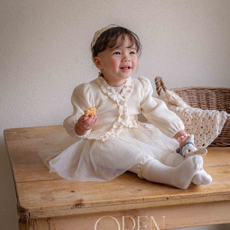 [即納] jemma cardigan + tutu leggings set / OREN by Hibyebebe （cream, purple S _ size のみ）