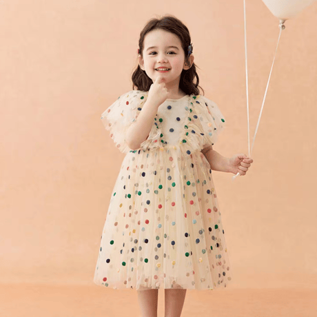 [予約] Rainbow Dot Tulle Dress