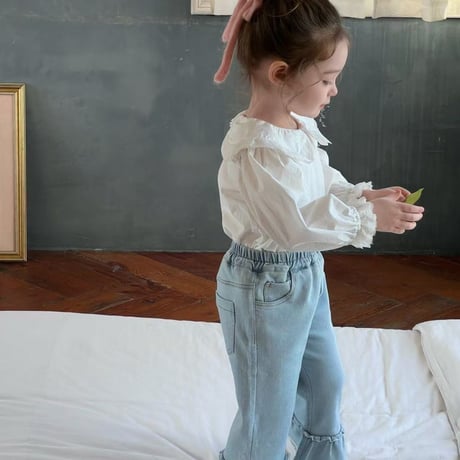[即納] White collar cotton blouse/ aiai (110sizeのみ)