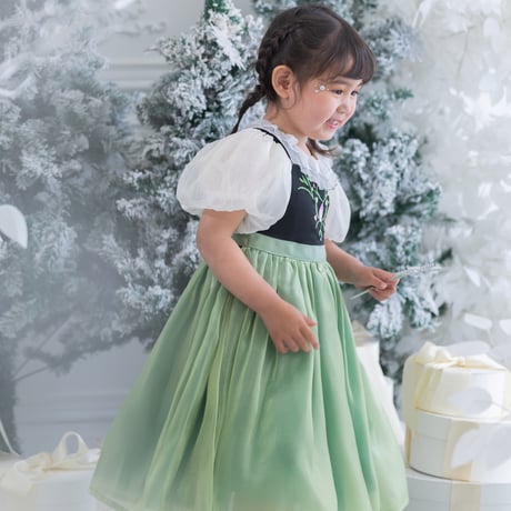 [予約] Princess nordic frill green dress