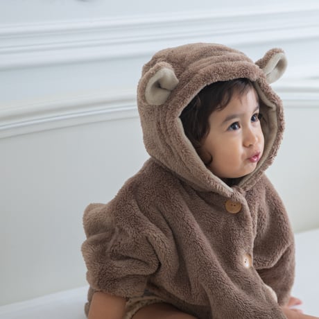[即納] Bear fleece cloak cardigan(one size)/Lemonade