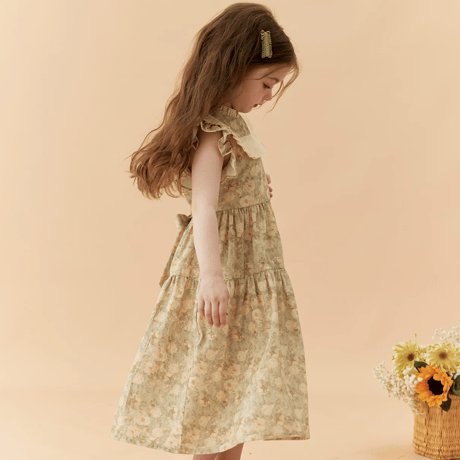 [予約] Vintage Floral Pleats Dress