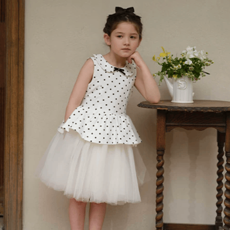 [予約] Polka Dot Peplum Dress