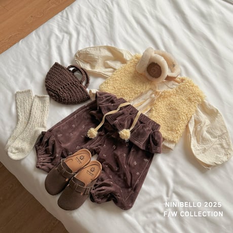 [即納] Vintage Flower Pants /Ninibello(Brown Lのみ)
