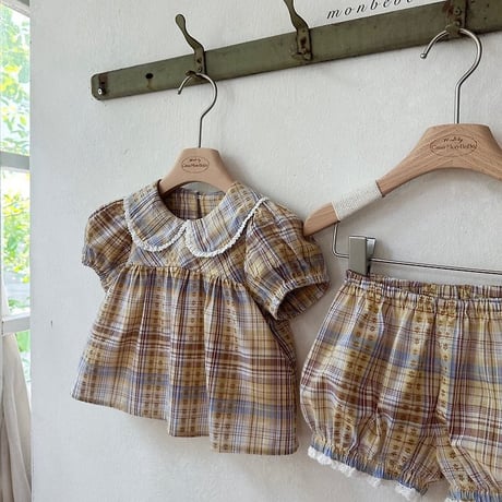 [予約] Check Peony Balloon Shorts/ Monbebe