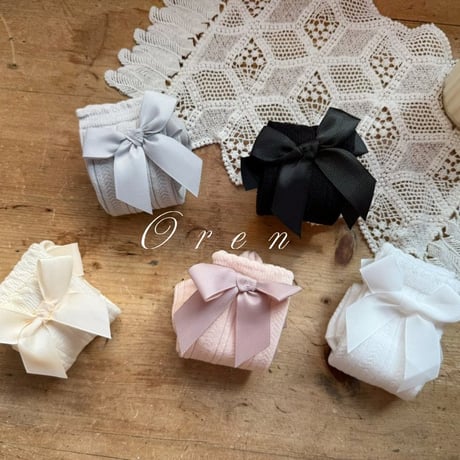 [即納] petit ribbon half socks / OREN by Hibyebebe  のコピー