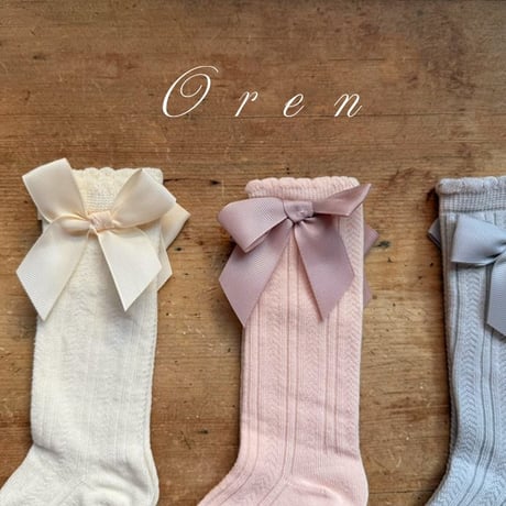 [即納] petit ribbon half socks / OREN by Hibyebebe  のコピー