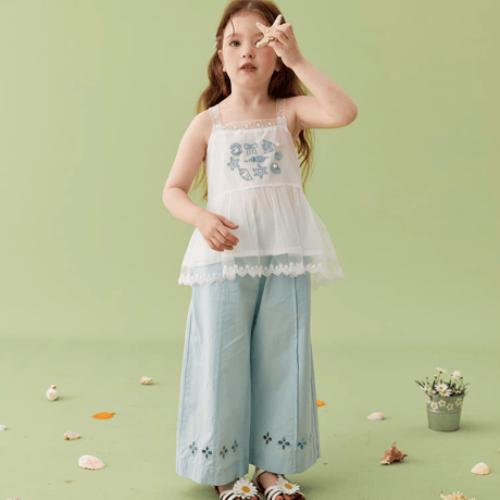[予約] Marine Embroidery Wide Pants