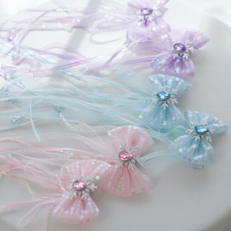 [予約] Jewelry Long Ribbon Hairpin (2 pieces)