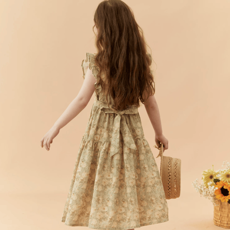 [予約] Vintage Floral Pleats Dress