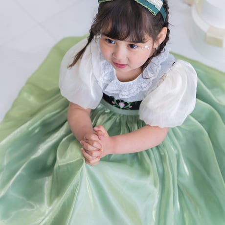 [予約] Princess nordic frill green dress