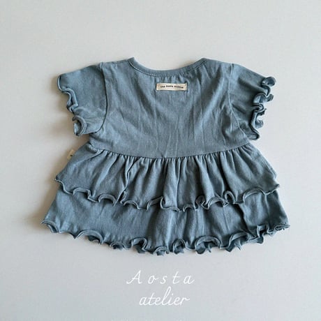 [即納] linen frill blouse / Aosta(ivory S,L,XL_のみ)