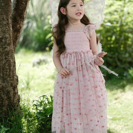[予約] pink fly tutu dress + Angel wings SET