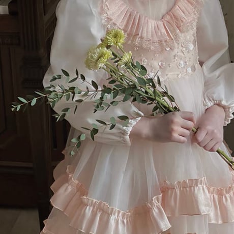 [予約] Romantic Vintage Lace Tulle Dress / omoi mignon