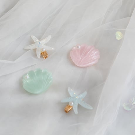 [予約] Shell & Starfish Hair Clip 2-piece Set