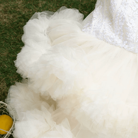 [予約] Ivory Blooming Tulle Dress
