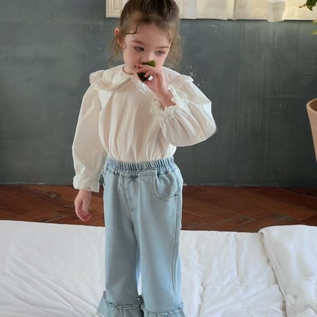[即納] White collar cotton blouse/ aiai (110sizeのみ)