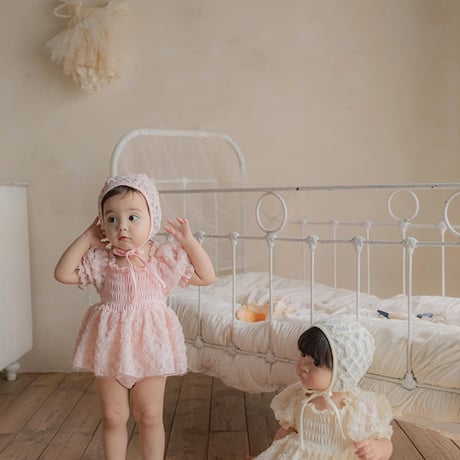 [予約] Juliet Bloom Swimsuit (bebe) (Hat Set)/ OREN by Hibyebebe