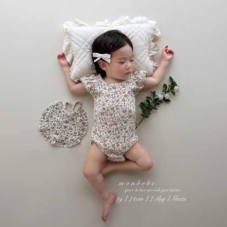 [予約] Puff flower suit (with bib) / Monbebe