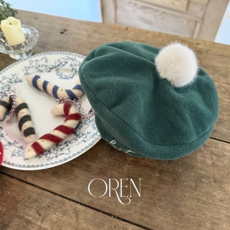 [予約] Eve Fur Pom Pom Beret / OREN by Hibyebebe