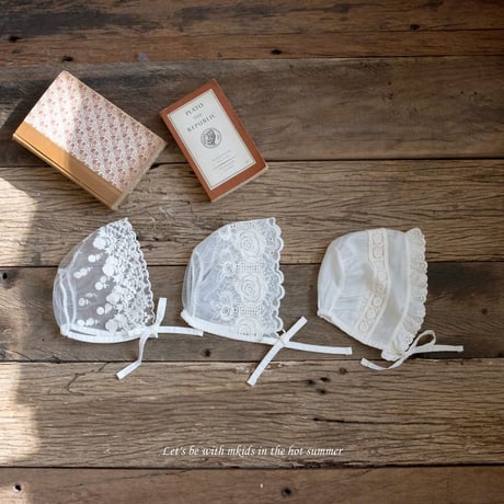 [予約 Rosette lace bonnet  /M.kids