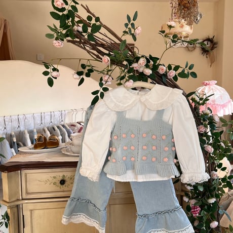 [即納] White collar cotton blouse/ aiai (110sizeのみ)