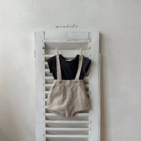 [予約] Linen suspender shorts / Monbebe