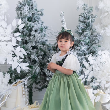 [予約] Princess nordic frill green dress