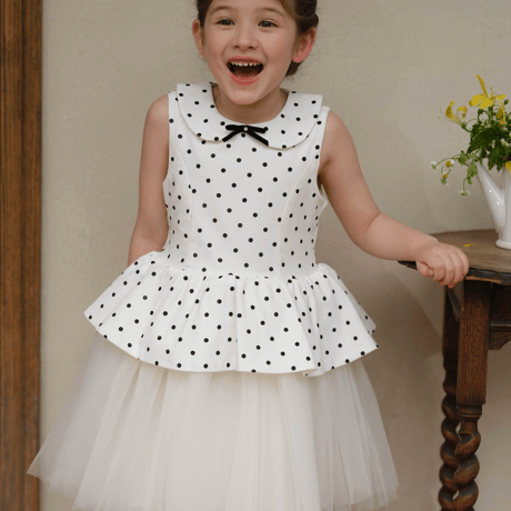 [予約] Polka Dot Peplum Dress