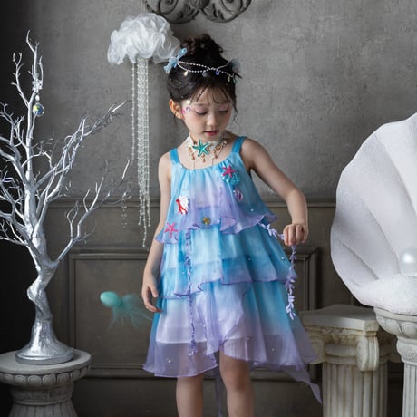 [予約] Aqua Shell Fairy Dress + Twinkle Shell Mermaid Hairpin SET