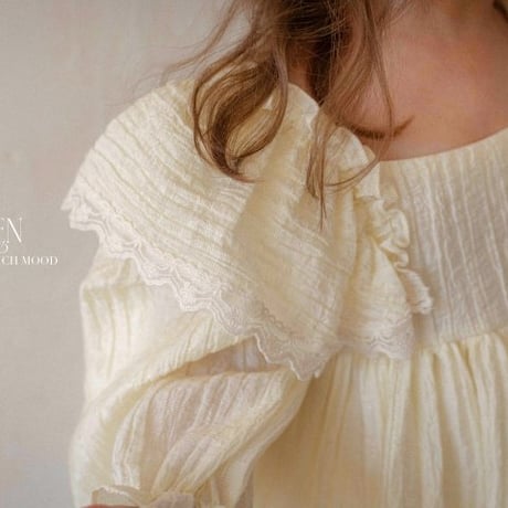 [即納] lily-frill dress(cream/beige)/ OREN by Hibyebebe （beige XL _ size のみ）