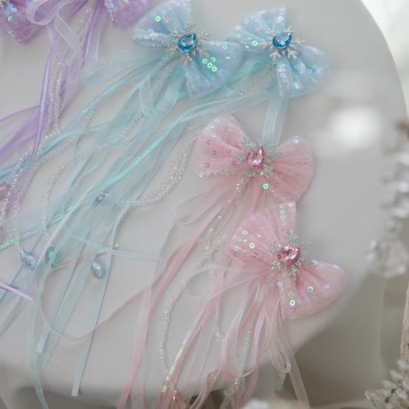 [予約] Jewelry Long Ribbon Hairpin (2 pieces)