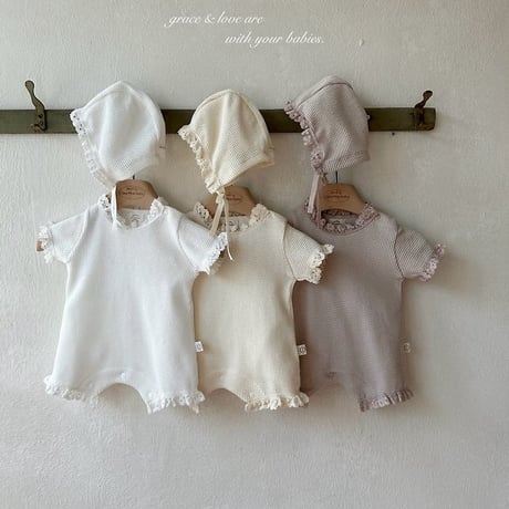 [予約] Waffle suit (bonnet included) / Monbebe